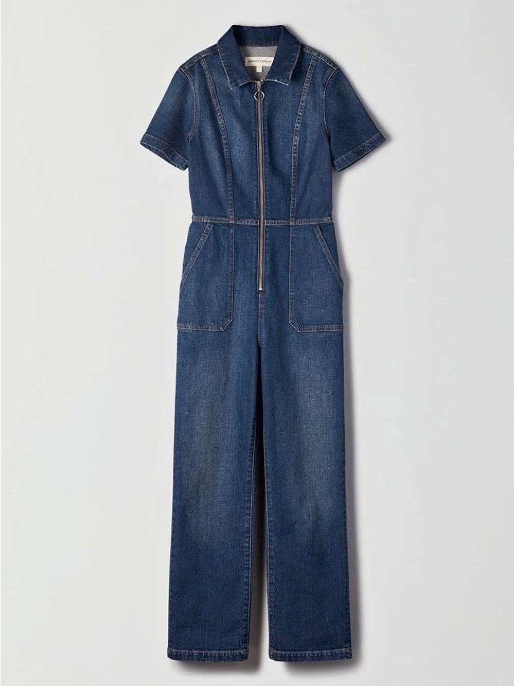 Denim Forum The '90s Denim Jumpsuit Denim Short Sleeve Size Small
